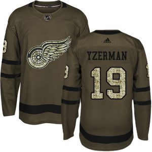 Herren Detroit Red Wings Eishockey Trikot Steve Yzerman #19 Authentic Grün Salute to Service